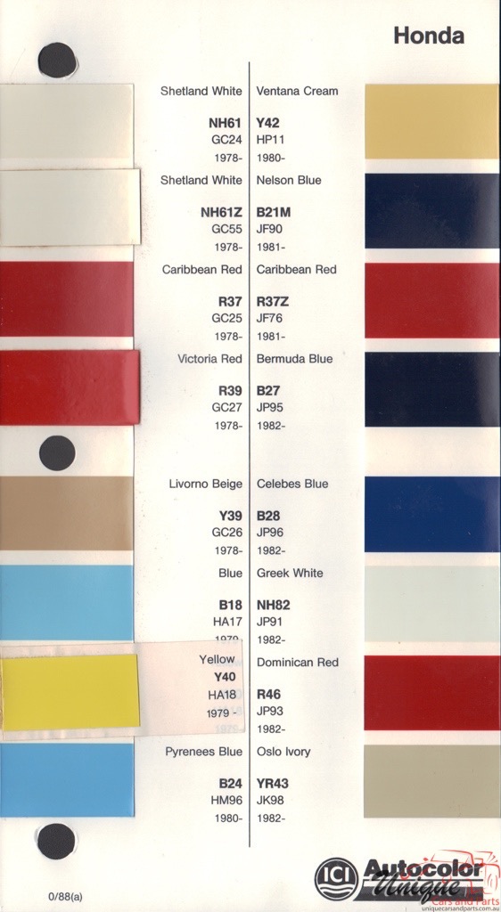 1978-1984 Honda Paint Charts Autocolor 1